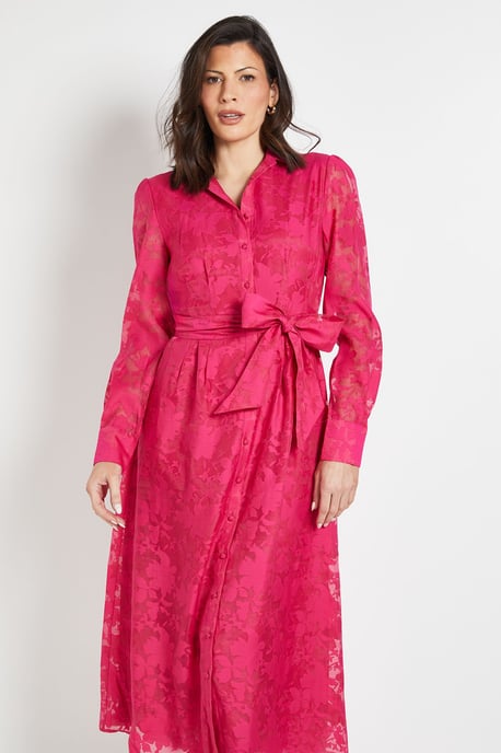 Floral Organza Belted Midi dress - Image 4