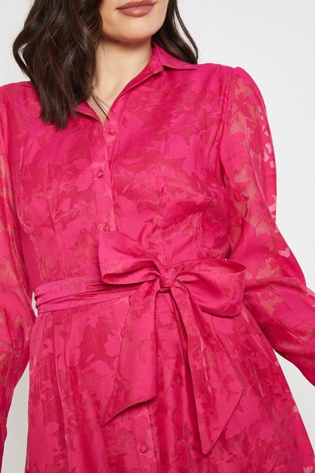Floral Organza Belted Midi dress - Image 5