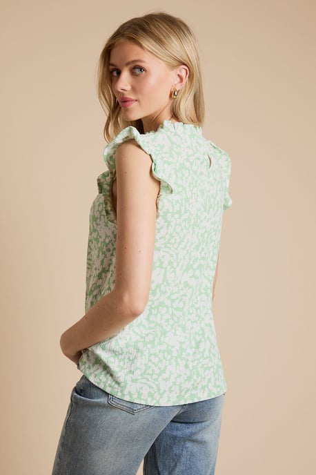 Frill Yoke Printed Jersey Shell Top - Image 3