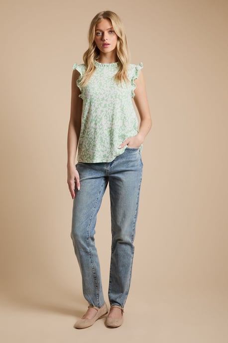 Frill Yoke Printed Jersey Shell Top - Image 4
