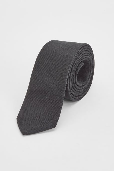 Black Linen Look Tie - Image 1