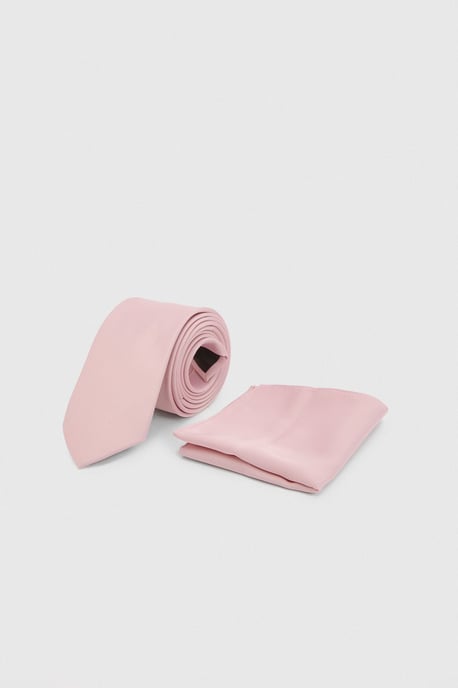 Light Pink Plus & Tall Tie and Pocket Square - Image 1