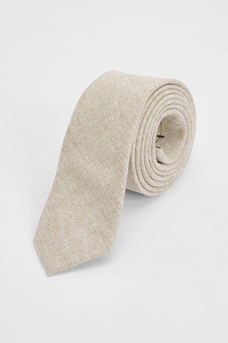 Dark Beige Linen Look Tie - Image 1