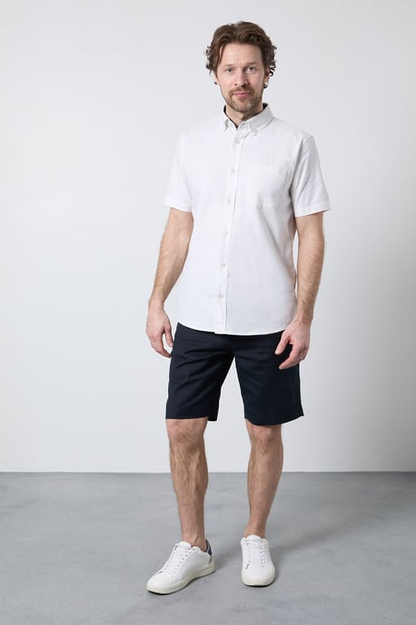 White Short Sleeve Linen Blend Shirt - Image 2