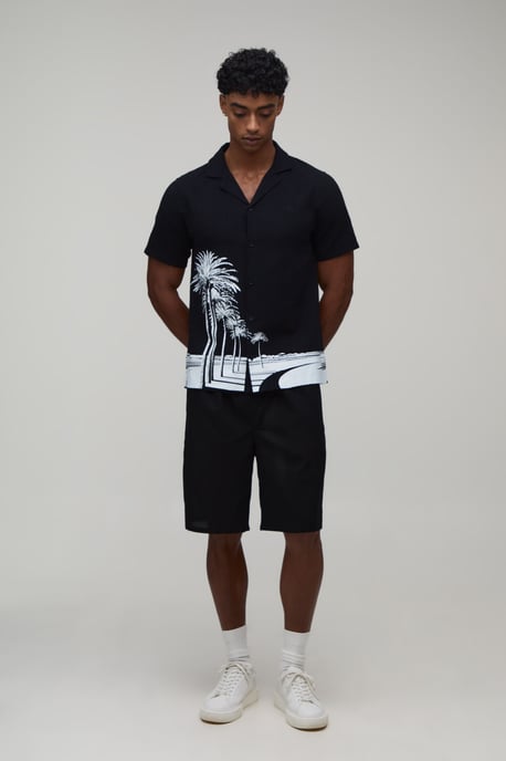 Regular Fit Contrast Palm Print Shirt - Image 4