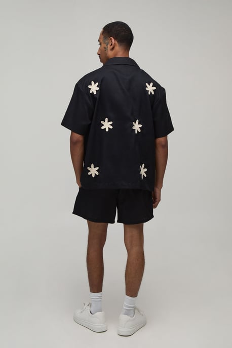 Oversized Crotchet Applique Shirt and Short Set - Image 2