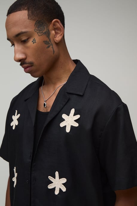 Oversized Crotchet Applique Shirt and Short Set - Image 3
