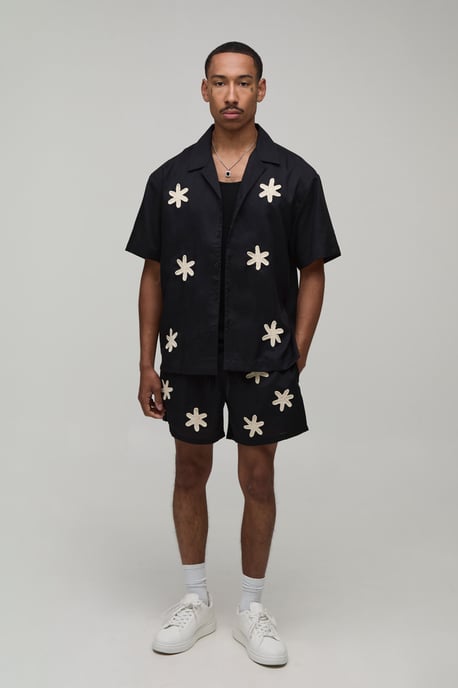 Oversized Crotchet Applique Shirt and Short Set - Image 4