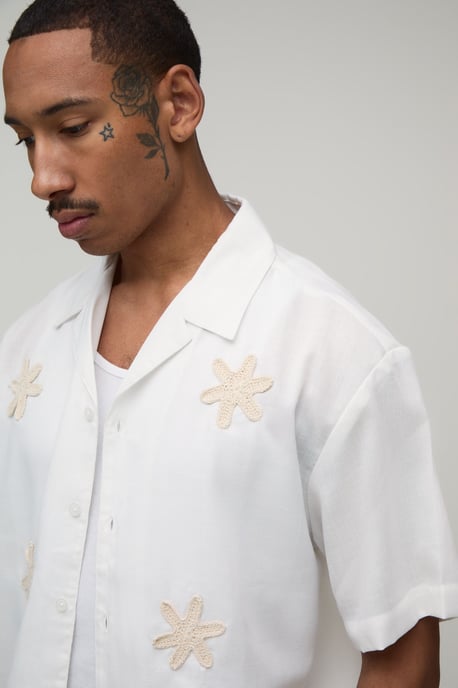 Oversized Crotchet Applique Shirt and Short Set - Image 3
