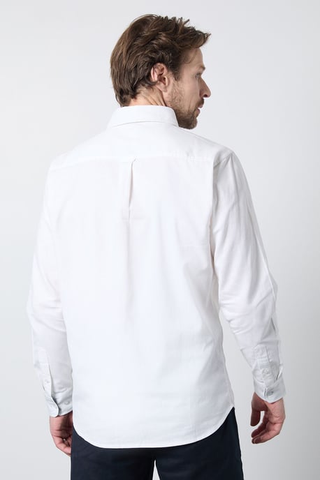 White Long Sleeve Linen Blend Shirt - Image 3