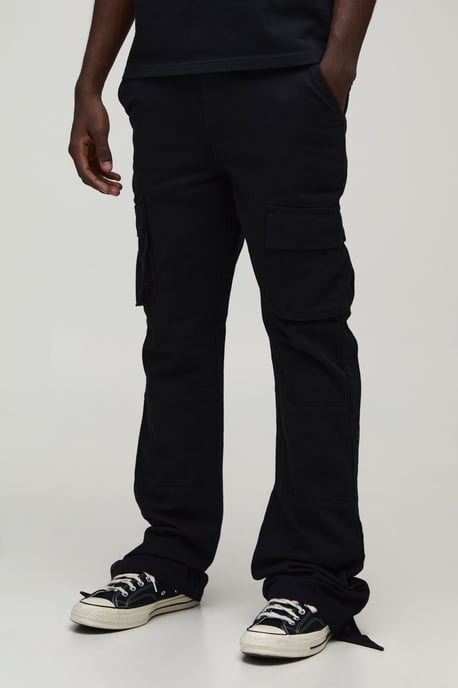 Straight Leg Flare Popper Detail Twill Cargo Trouser - Image 1