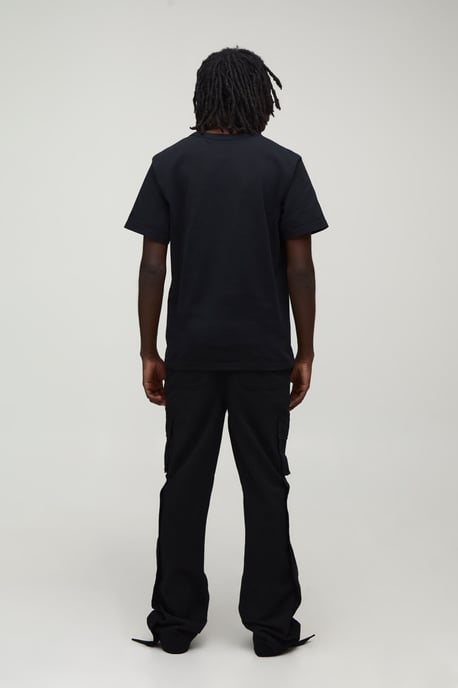 Straight Leg Flare Popper Detail Twill Cargo Trouser - Image 2
