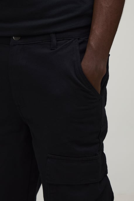 Straight Leg Flare Popper Detail Twill Cargo Trouser - Image 3