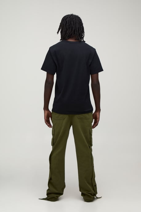 Straight Leg Flare Popper Detail Twill Cargo Trouser - Image 2