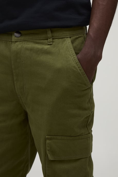 Straight Leg Flare Popper Detail Twill Cargo Trouser - Image 3