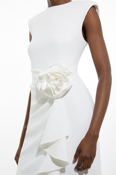 Scuba Rosette Detail Woven Mini Dress - Image 2