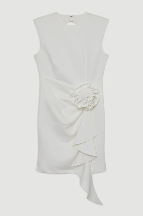 Scuba Rosette Detail Woven Mini Dress - Image 4