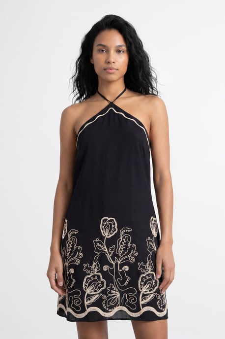 Halter Embroidered Mini Dress - Image 4