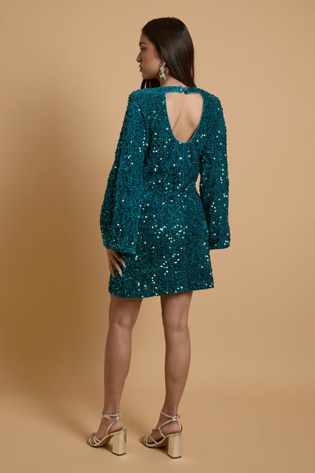 Petite Occasion Sequin Flare Sleeve Mini Dress - Image 3