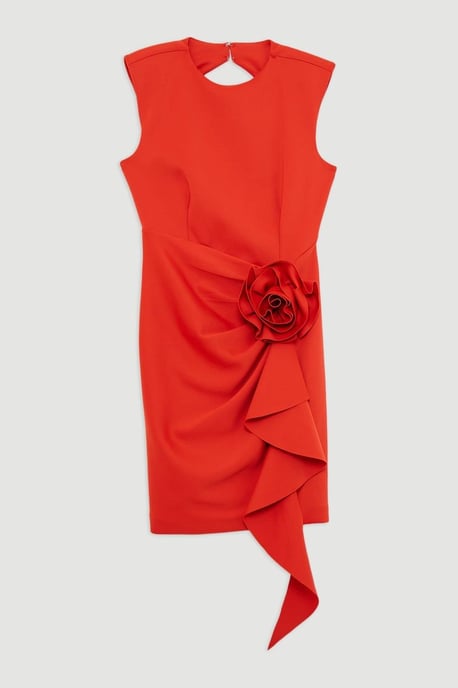 Scuba Rosette Detail Woven Mini Dress - Image 4