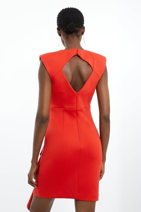 Scuba Rosette Detail Woven Mini Dress - Image 5