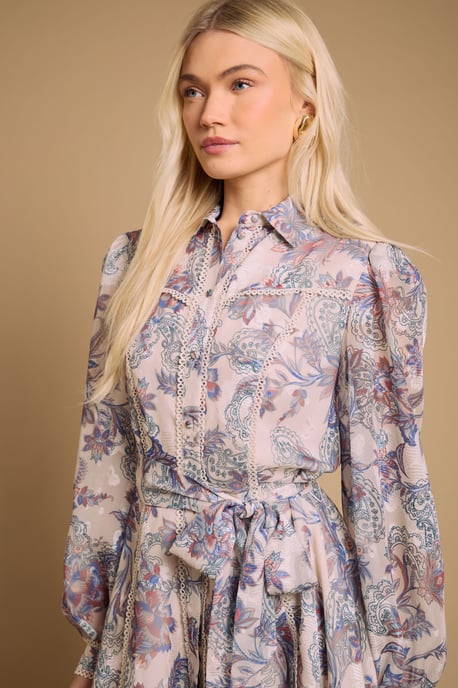 Burnout Floral Mini Dress - Image 1