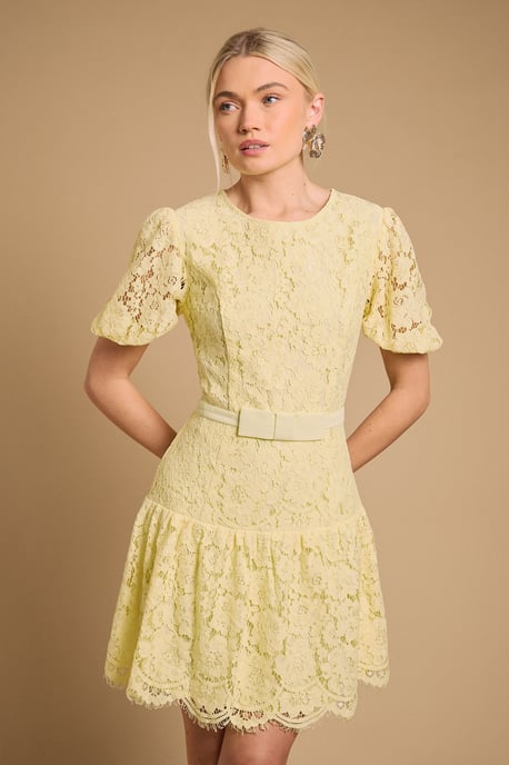 Lace Peplum Hem Mini Dress - Image 1