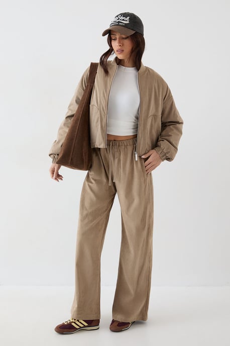 DSGN Studio Faux Suede Padded Zip Through Bomber Jacket - Image 3