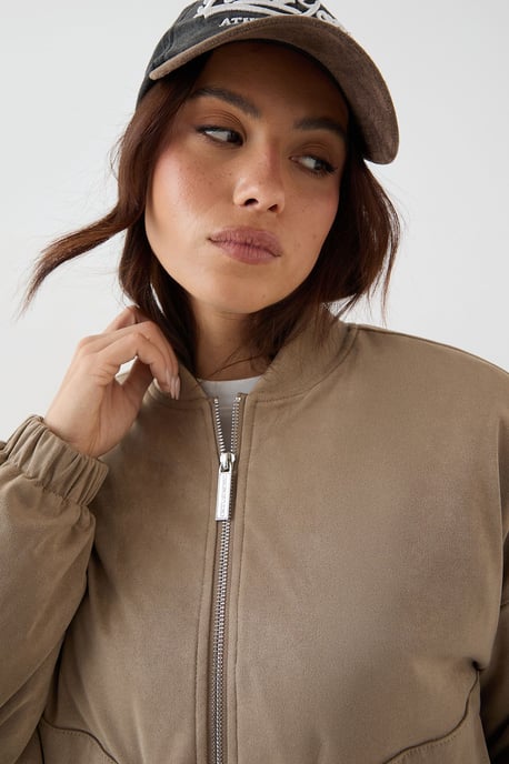DSGN Studio Faux Suede Padded Zip Through Bomber Jacket - Image 4