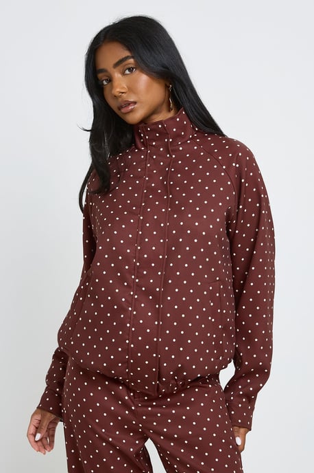 Polka Dot Funnel Neck Jacket - Image 1