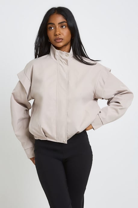 Shoulder Detail Funnel Neck Jacket - Image 1