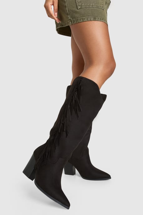 Wide Fit Fringe Cowboy Boots - Image 1