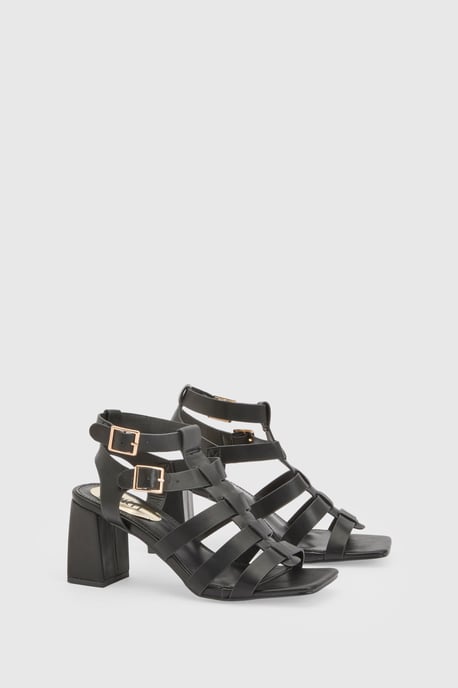 Faith: Nikkie Faux Leather Block Heel Gladiator Sandals - Image 3