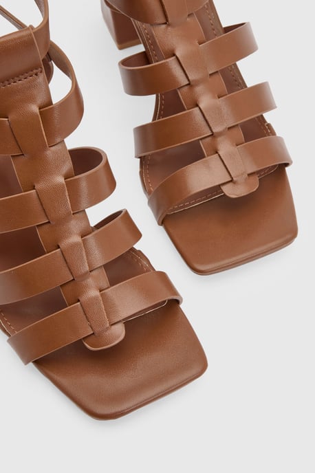 Faith: Nikkie Faux Leather Block Heel Gladiator Sandals - Image 4