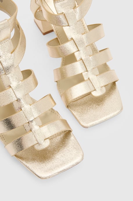 Faith: Nikkie Faux Leather Block Heel Gladiator Sandals - Image 5