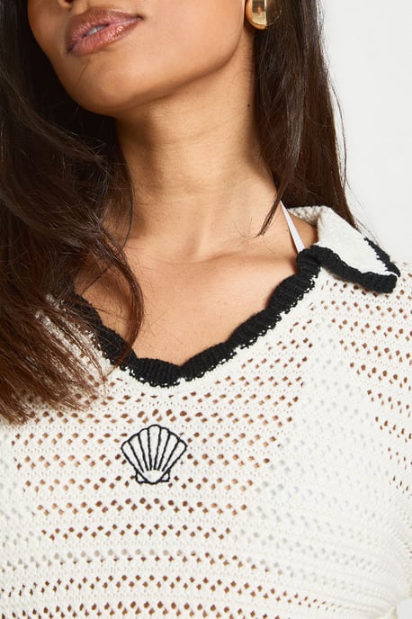 Shell Embroidered Crochet Shirt and Short Co-Ord - Image 4