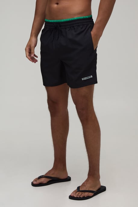 Contrast Double Waistband Mid Length Swim Short - Image 1