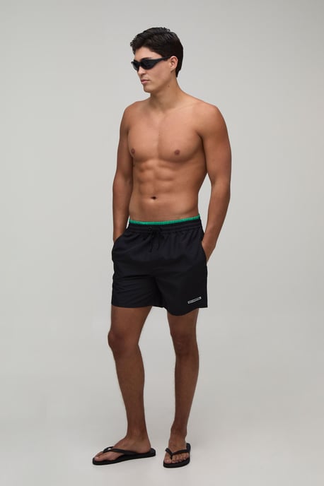Contrast Double Waistband Mid Length Swim Short - Image 4