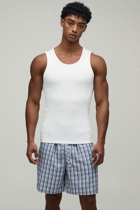 Ribbed Muscle Fit Vest & Baggy Fit Short Lounge Set - Image 1