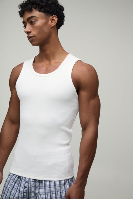Ribbed Muscle Fit Vest & Baggy Fit Short Lounge Set - Image 3