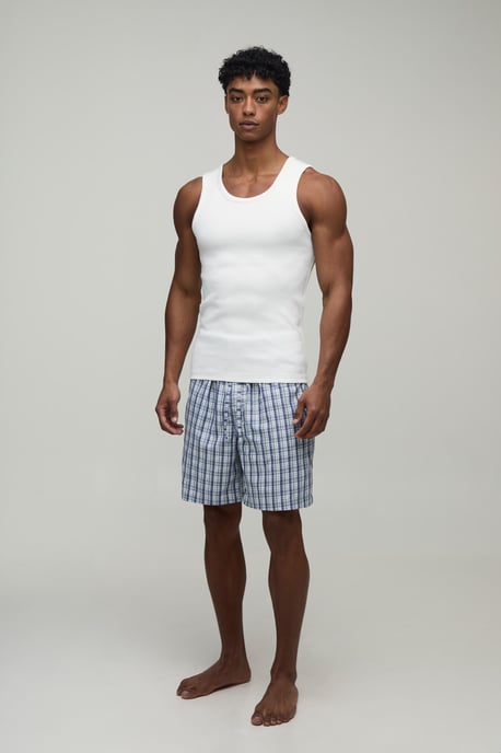 Ribbed Muscle Fit Vest & Baggy Fit Short Lounge Set - Image 4