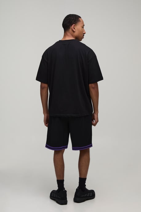Man Star Applique Oversized T-Shirt & Basketball Short Set - Image 2