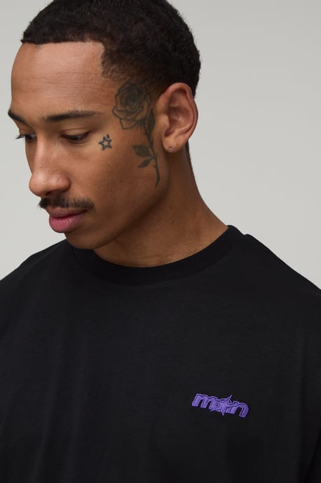 Man Star Applique Oversized T-Shirt & Basketball Short Set - Image 3