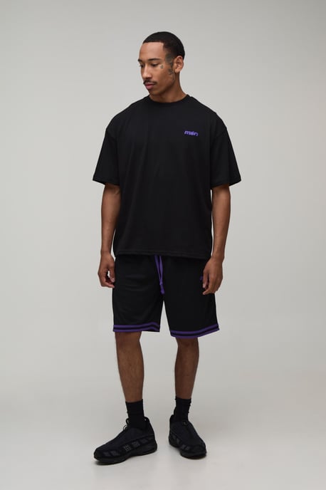 Man Star Applique Oversized T-Shirt & Basketball Short Set - Image 4