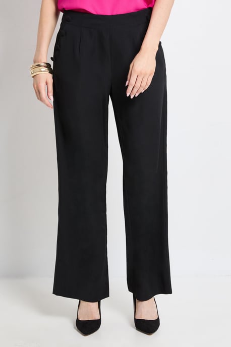 Button Detail Straight Leg Trousers - Image 2