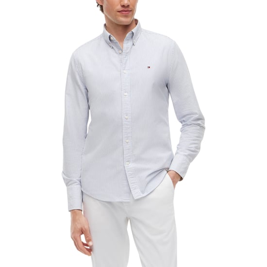 Tommy Hilfiger Mens Oxford Shirts Ithaca Stripe Regular Long Sleeve Cotton Shirt - Image 1
