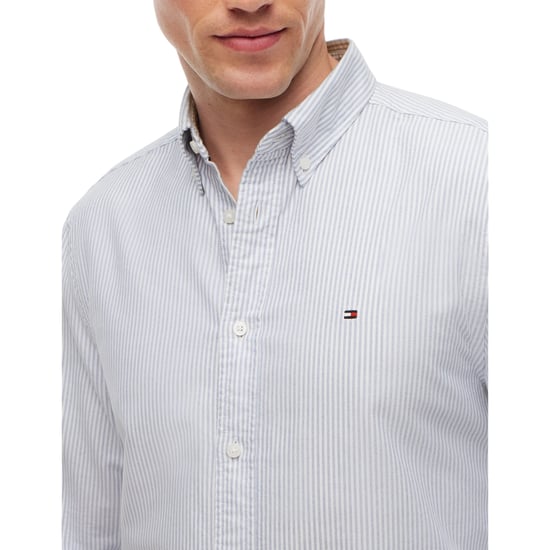 Tommy Hilfiger Mens Oxford Shirts Ithaca Stripe Regular Long Sleeve Cotton Shirt - Image 4