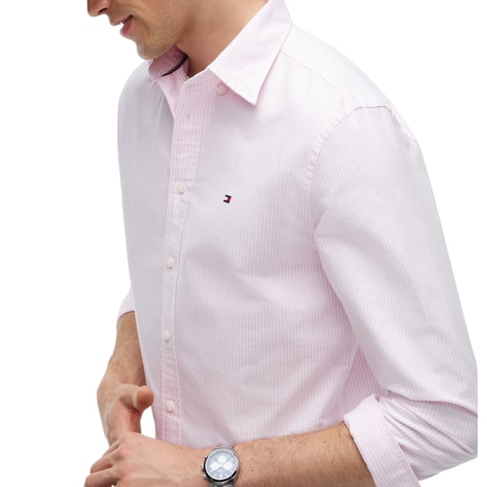 Tommy Hilfiger Mens Oxford Shirts Ithaca Stripe Regular Long Sleeve Cotton Shirt - Image 4