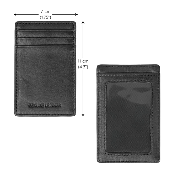 Men’s RFID Genuine Leather Card Holder Wallet, Slim ID & Card Case in Black - Image 5