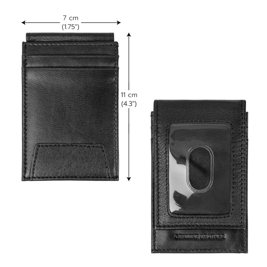 Men’s Genuine Leather RFID Card Holder, Black Slim Wallet with ID Window - Image 5